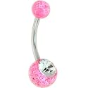 Crystalline Gem PINK Glitter Belly Ring