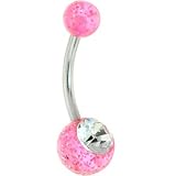 Crystalline Gem PINK Glitter Belly Ring