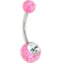 Crystalline Gem PINK Glitter Belly Ring
