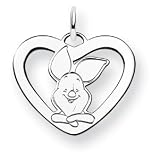 14k White Gold Disney Piglet Heart Charm - JewelryWeb