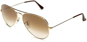 Ray-Ban RB3025 Aviator Large Metal Non-Polarized Sunglasses,Gold Frame/Crystal Brown Gradient Lens,58mm