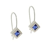 Sterling Silver .925 Simulated Tanzanite cz Hook Cube Dangle Earrings