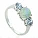 Dreamy Simulated Opal Silver Ring with Lavender CZ Side Stones