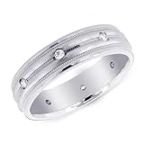 14K White Gold Men's Textured Diamond Ring