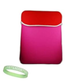 New Universal Red / Pink Reversible Padded Netbook Carrying Sleeve for 13-inch and 12-inch netbook + A Live*Laugh*Love Wrist Band!!! (Laptop Not Included)