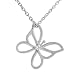Sterling Silver Polished Single CZ Butterfly Necklace