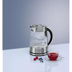 Glas-Wasserkocher 2200 Watt, Glas-Edelstahl-Geh�use, 360 Grad drehbar, Kalk-Filter, verdecktes Edelstahl-Heizelement, Beh�lter aus Hitzebest�ndigen Sicherheitsglas, NEU + OVP
