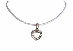Necklace - N262 - Crystal Heart (Sm) Hung on White Cord ~ Clear