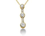 0.43CTW Bezel and Channel Set Diamond Three Stone Pendant in 14k Yellow Gold