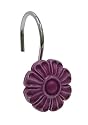 Bathroom Shower Curtain Hook with Purple Flower Design - 12415