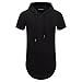 UNRESTRAINED Mens Hip Hop Longline Pullover Short Sleeve Hoodie Shirt Black M