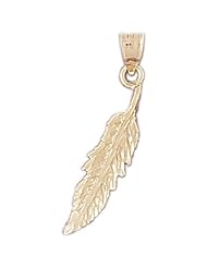 14K Yellow Gold Feather Pendant