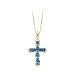 14K Yellow Gold 3 3/8 ct. Oval Shaped Blue Topaz Cross Pendant with Chain