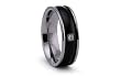 Black PVD Titanium Ring with CZ 7mm
