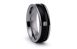 Black PVD Titanium Ring with CZ 7mm