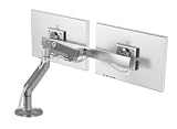 M8 Humanscale Monitor Arm Cross Bar, Dual Monitor Arm, Bolt Mount, Silver w/ Grey Trim