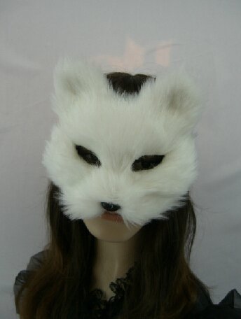 Qihu s cute white fox fur stuffed animals plush mask for kids gir…