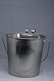 Indipets Heavy Duty Flat Sided Stainless Steel Pail, 6-Quart