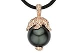 18K Pink Gold Over Sterling Silver Starfish Claw and Tahitian Faux Pearl Pendant w/Chain
