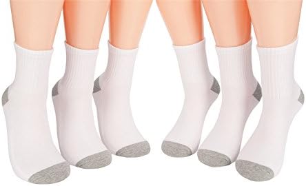 YESYEES 6-Pairs Men's Socks Cushioned Quarter Socks (WHITE)