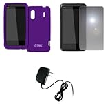 EMPIRE Purple Silicone Skin Case Cover + Mirror Screen Protector + Home Wal ....