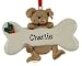 Dog Hanging on Bone - Brown Personalized Christmas Ornament