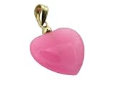 Pink Jade Simple Heart Pendant, 14k Gold