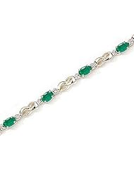 14kt Yellow Gold Oval Emerald and Diamond Bracelet