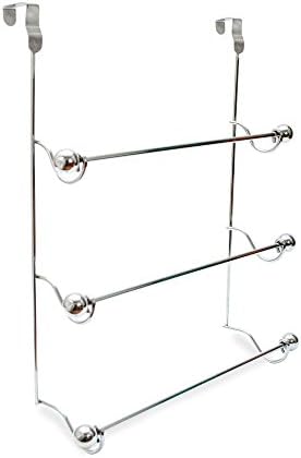 Large Towel Rack 3 Bar Bathroom Over the Shower Door Towel Holder with Chrome Steel 22"H x 19"L x 5.5"W