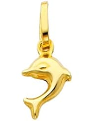 14K Yellow Gold Dolphin Charm Pendant