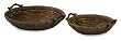Set of 2 Oval Rope-Rimmed Serving Trays with Wood Handles