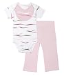 Boon Wave 3-piece Bodysuit and Pants Set in Pink 3-6 Months