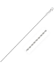2.0mm 14K White Gold Solid Diamond Cut Rope Bracelet