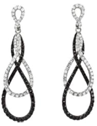 1 1/2 Ct Tw Black & White Diamond Earrings by US Gems