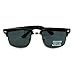 Classic Half Rim Horned Rectangular Horned DJ Sunglasses - Black Silver