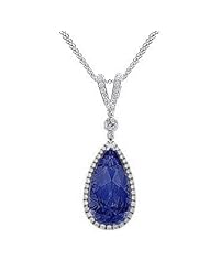 3.95Ct Pear Cut Sapphire & VS Diamond Pendant 18k Gold