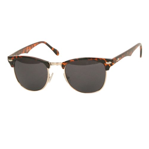 "Retro Specs" Vintage Style Fashion Sunglasses (Tortoise / Smoke)
