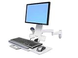 Ergotron 200 Series Combo Arm Mounting Kit Handle Wall Bracket Articulating Arm Support Tray Wrist Rest For Lcd Display Keyboard Mouse Bar Code Scanner Plastic Aluminium Steel White Screen Size Up To