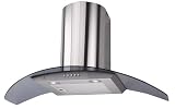 Premier Range Truly Curved 90cm Black Glass Cooker Hood H77.9S