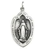 14k White Gold Miraculous Medal 18x12mm - JewelryWeb