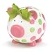Pink and Green Polka dot Piggy Bank With Bow Adorable Nursery Decor And Gift