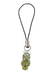 Cell Phone Charm - C33 - Strap Style - Flip Flop Slipper set with Crystals ~ Peridot (Green)