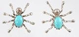 Sterling Silver and Turquoise Zuni Spider Earrings, #2561