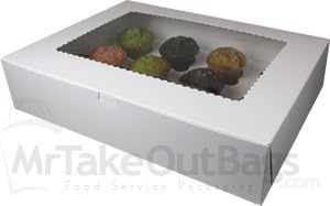 Plain White Cupcake Boxes with Window - 19 x 14 x 4" qty. /case 50