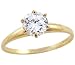 Solid 14k Yellow Gold Round Solitaire CZ Cubic Zirconia Engagement Ring 1.0 ct