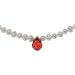 Sterling Silver Genuine Pearl 16in - 18in Necklace with Garnet CZ Drop Center Briolette
