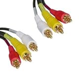 RCA Male Plug to Plug - 1m - PREMIUM QUALITY - Audio Video AV 3xRCA Phono Composite TV Cable Lead (1 Metre Gold Plated)