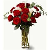 Roses - Red Roses and Calla Lily Bouquet