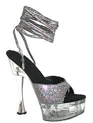 Sexy Lace Up Black Stripper Platform Prom Sandal - 8