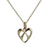9ct Yellow Gold Entwined Heart Pendant with a Cable link Chain